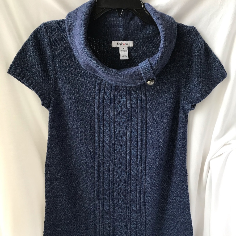 Macy’s, Style & Company cable knit blue sweater
